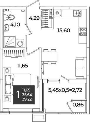 Продается 1-комн. квартира, 35.64 м²
