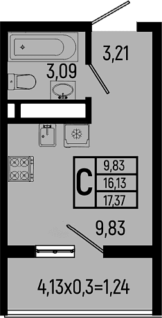 Продается 1-комн. квартира, 16.13 м²