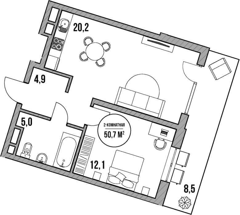 Продается 2-комн. квартира, 42.2 м²