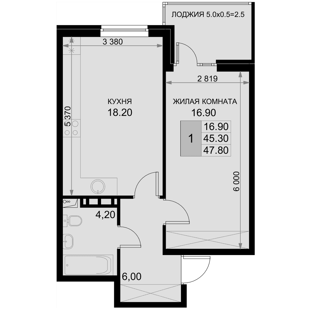 Продается 2-комн. квартира, 45.3 м²