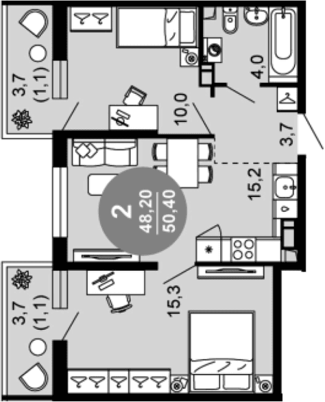 Продается 3-комн. квартира, 48.2 м²