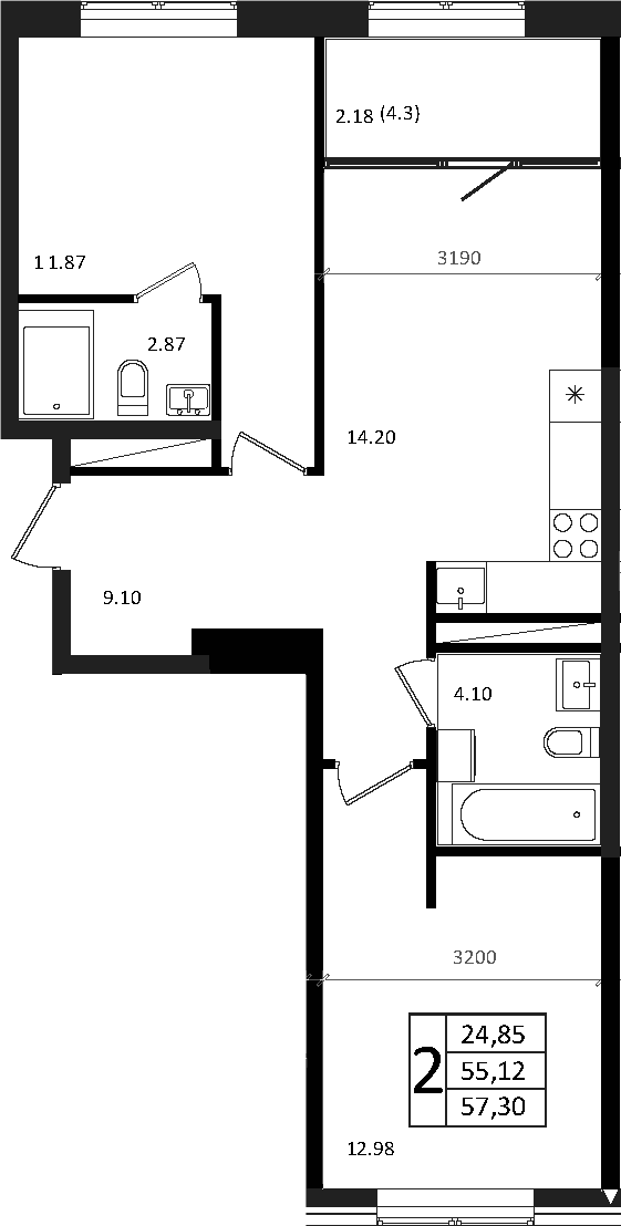 Продается 3-комн. квартира, 55.12 м²