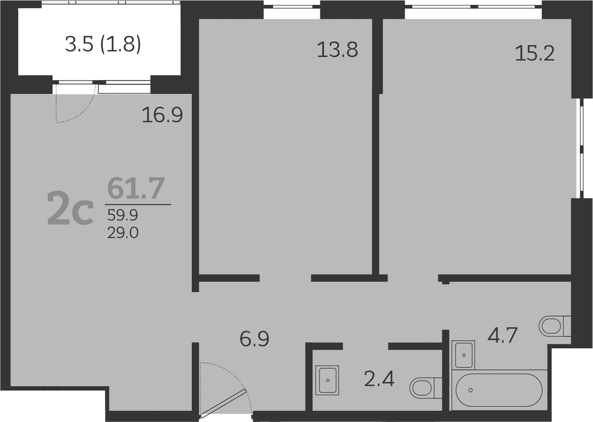 Продается 3-комн. квартира, 59.9 м²