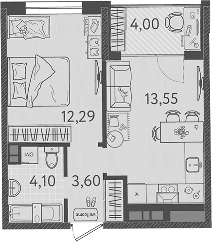 Продается 1-комн. квартира, 33.54 м²