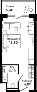 Продается 1-комн. квартира, 27.7 м²