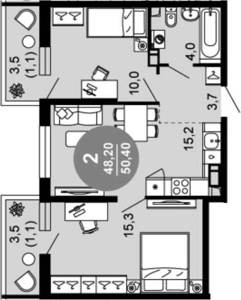 Продается 3-комн. квартира, 48.2 м²