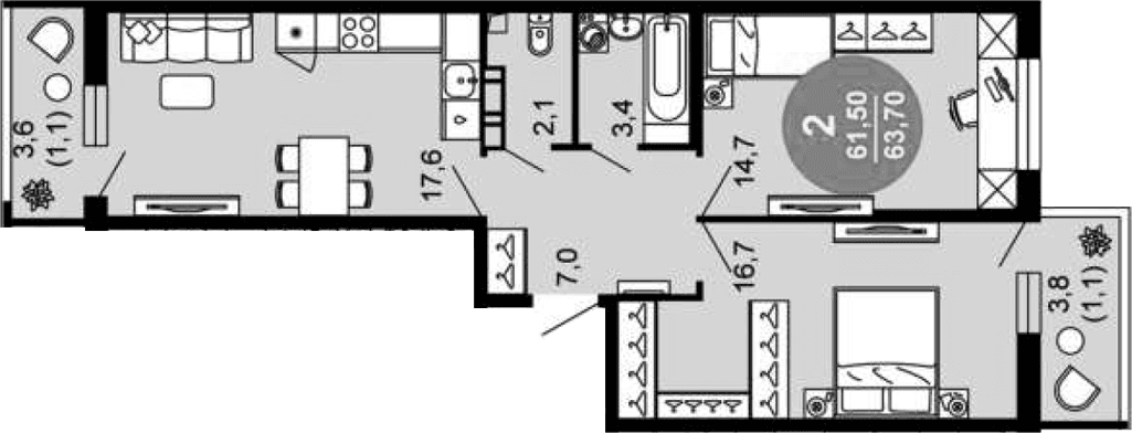 Продается 3-комн. квартира, 61.5 м²