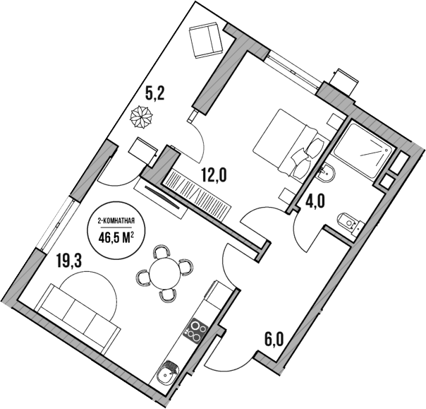 Продается 2-комн. квартира, 41.3 м²