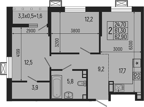Продается 3-комн. квартира, 61.3 м²
