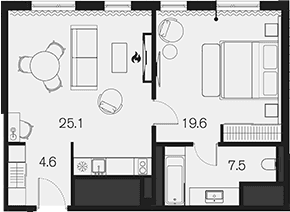 Продается 1-комн. квартира, 56.8 м²
