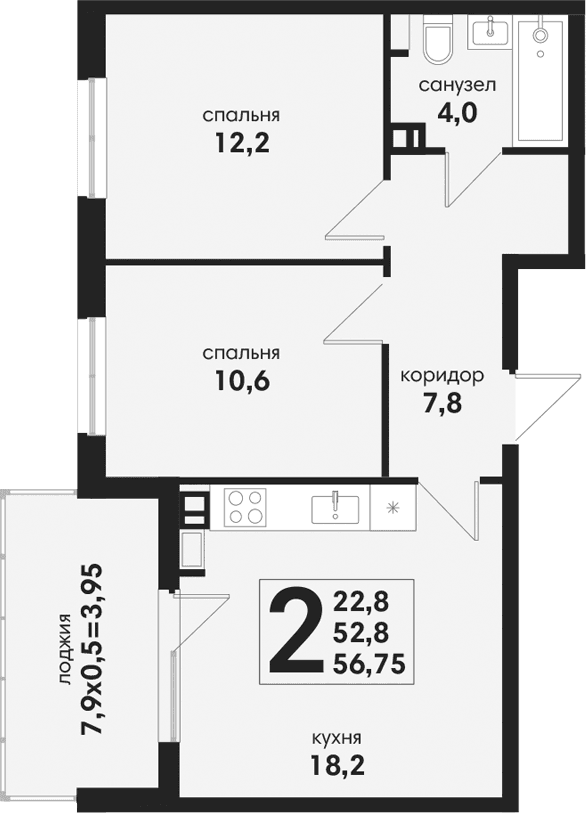 Продается 3-комн. квартира, 52.8 м²