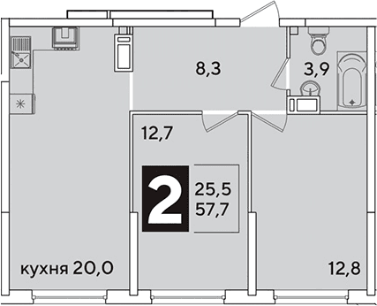 Продается 3-комн. квартира, 57.7 м²