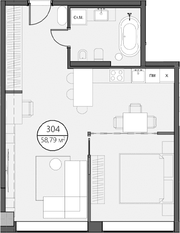 Продается 2-комн. квартира, 58.79 м²