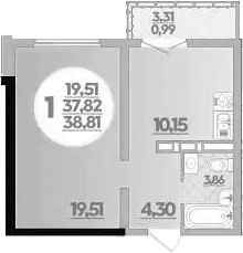 Продается 1-комн. квартира, 37.82 м²