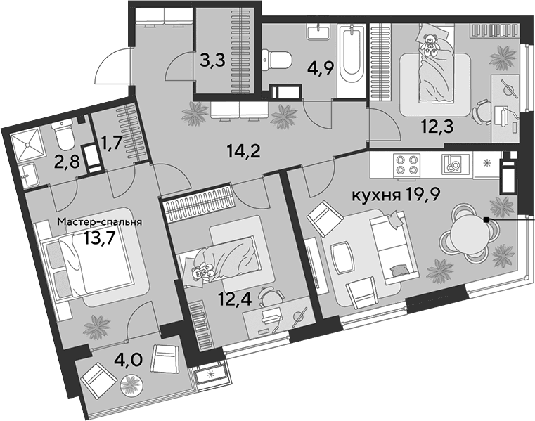 Продается 4-комн. квартира, 85.2 м²