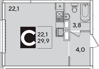 Продается 1-комн. квартира, 29.9 м²