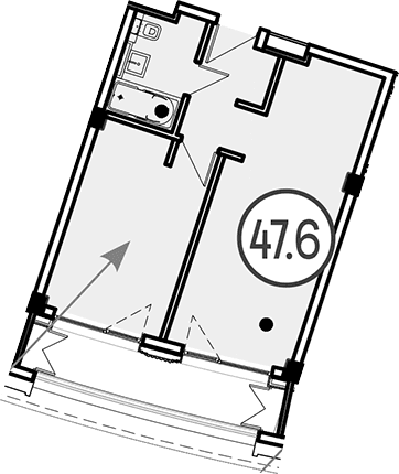 Продается 1-комн. квартира, 47.6 м²