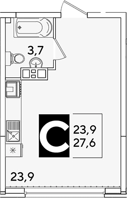 Продается 1-комн. квартира, 27.6 м²