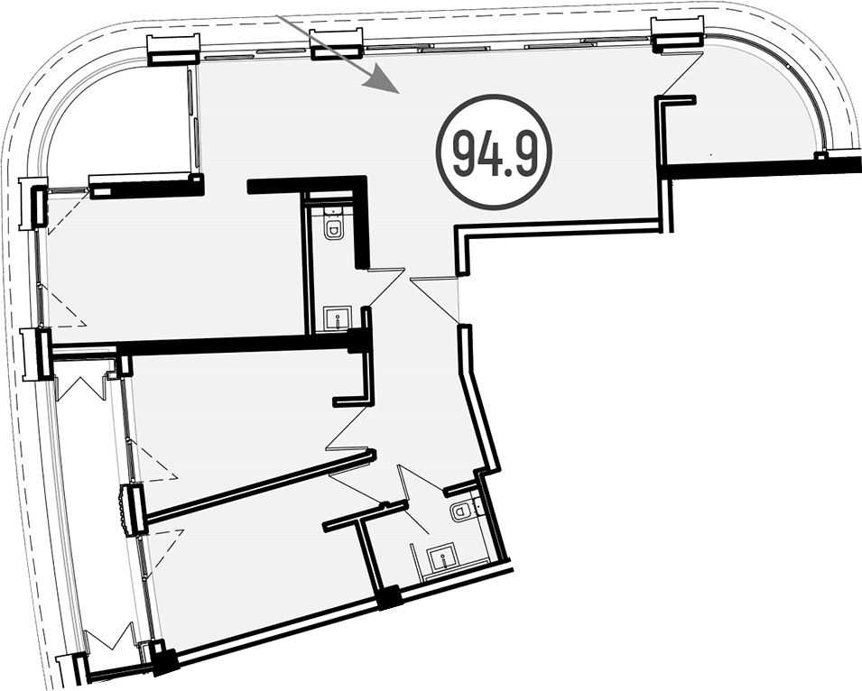 Продается 1-комн. квартира, 94.9 м²