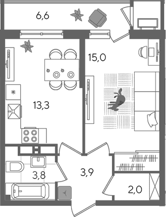 Продается 1-комн. квартира, 38 м²