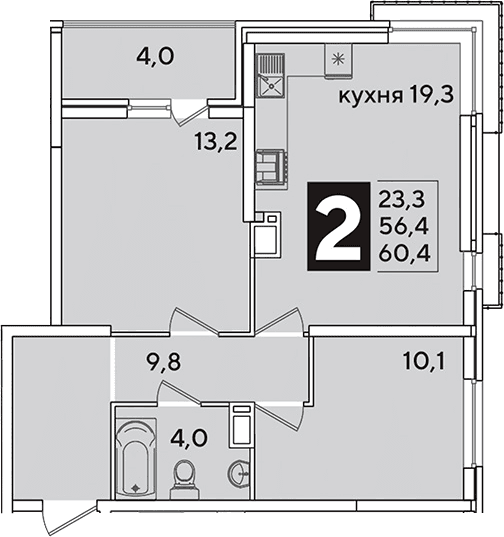 Продается 3-комн. квартира, 56.4 м²