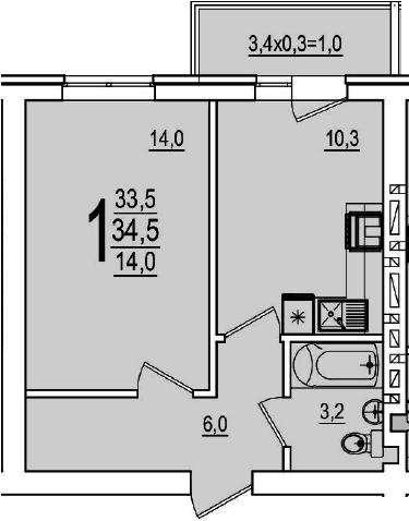 Продается 1-комн. квартира, 33.5 м²