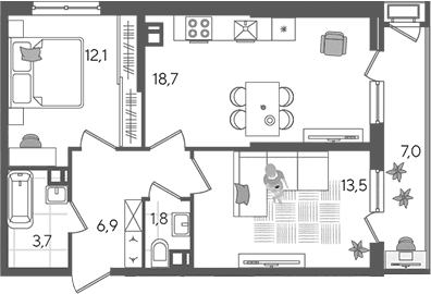 Продается 3-комн. квартира, 56.7 м²