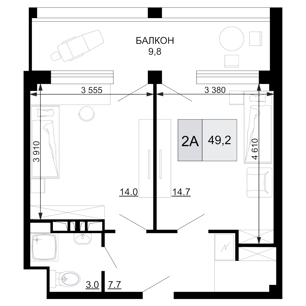 Продается 2-комн. квартира, 39.4 м²
