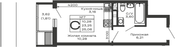 Продается 1-комн. квартира, 23.25 м²