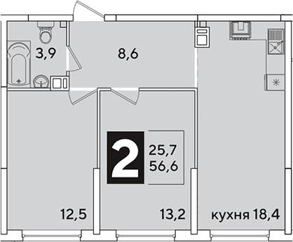 Продается 3-комн. квартира, 56.6 м²