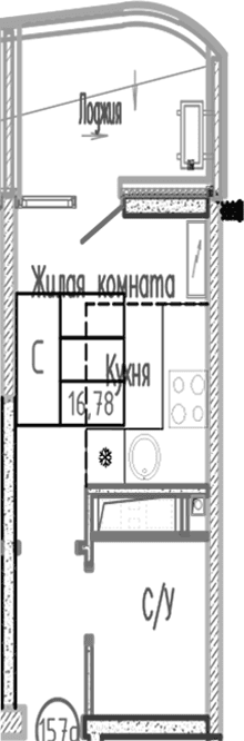 Продается 1-комн. квартира, 16.78 м²