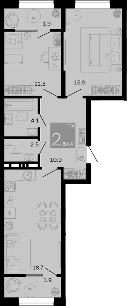 Продается 3-комн. квартира, 63.6 м²