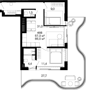 Продается 2-комн. квартира, 57.3 м²