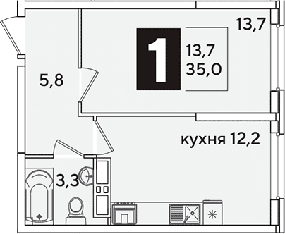 Продается 1-комн. квартира, 35 м²