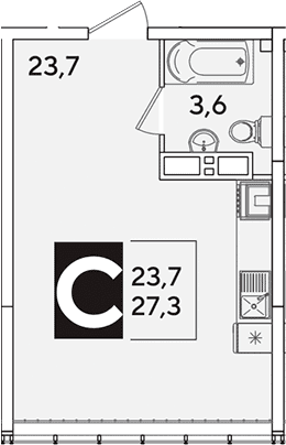 Продается 1-комн. квартира, 27.3 м²