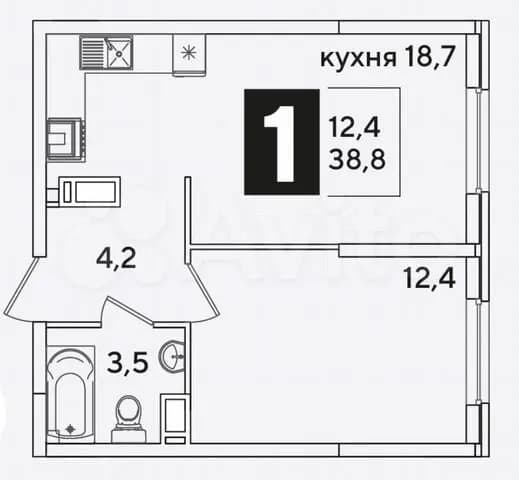Продается 1-комн. квартира, 38.8 м²