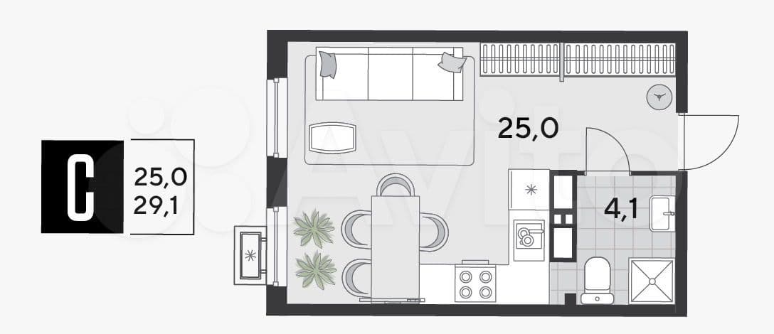 Продается 1-комн. квартира, 29.1 м²