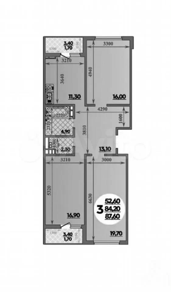 Продается 3-комн. квартира, 84.8 м²
