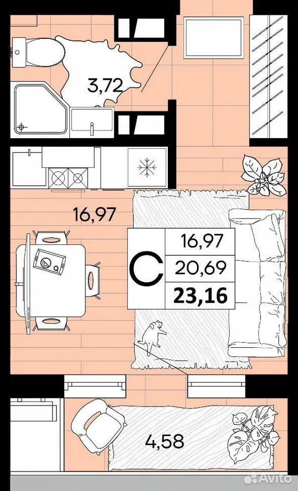 Продается 1-комн. квартира, 23.2 м²