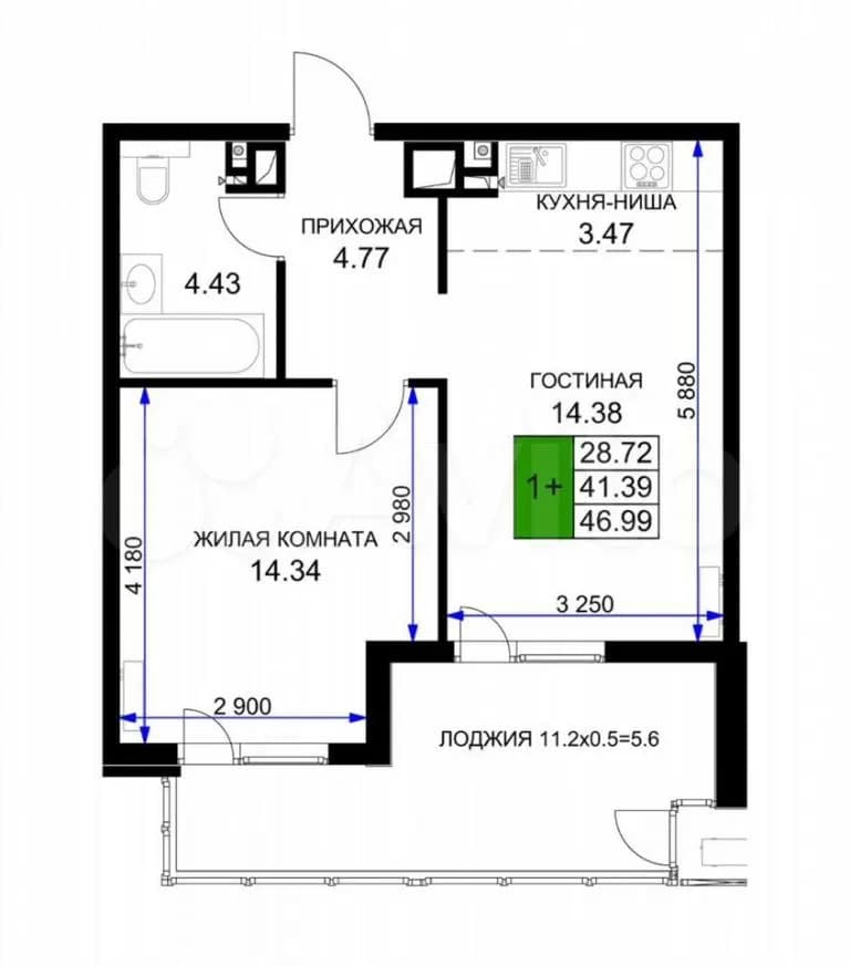 Продается 1-комн. квартира, 47 м²