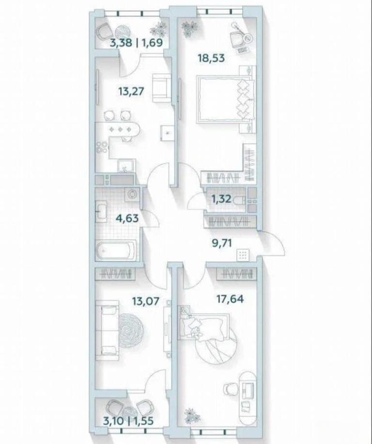 Продается 3-комн. квартира, 81.4 м² — фото 3