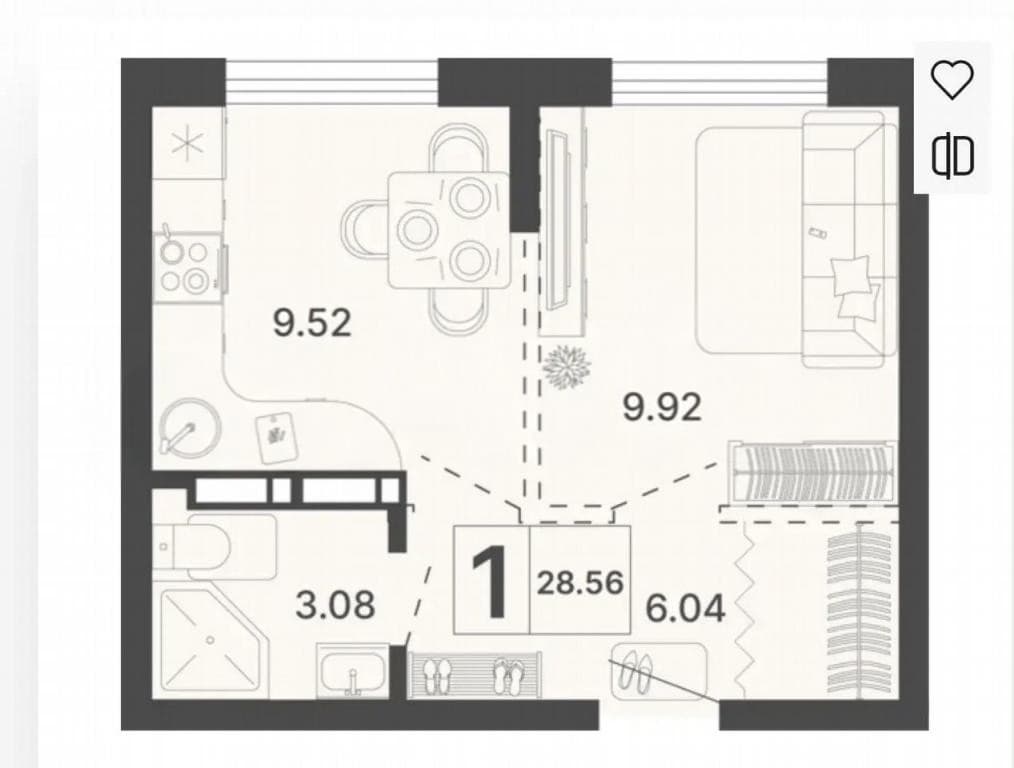 Продается 1-комн. квартира, 28.6 м²