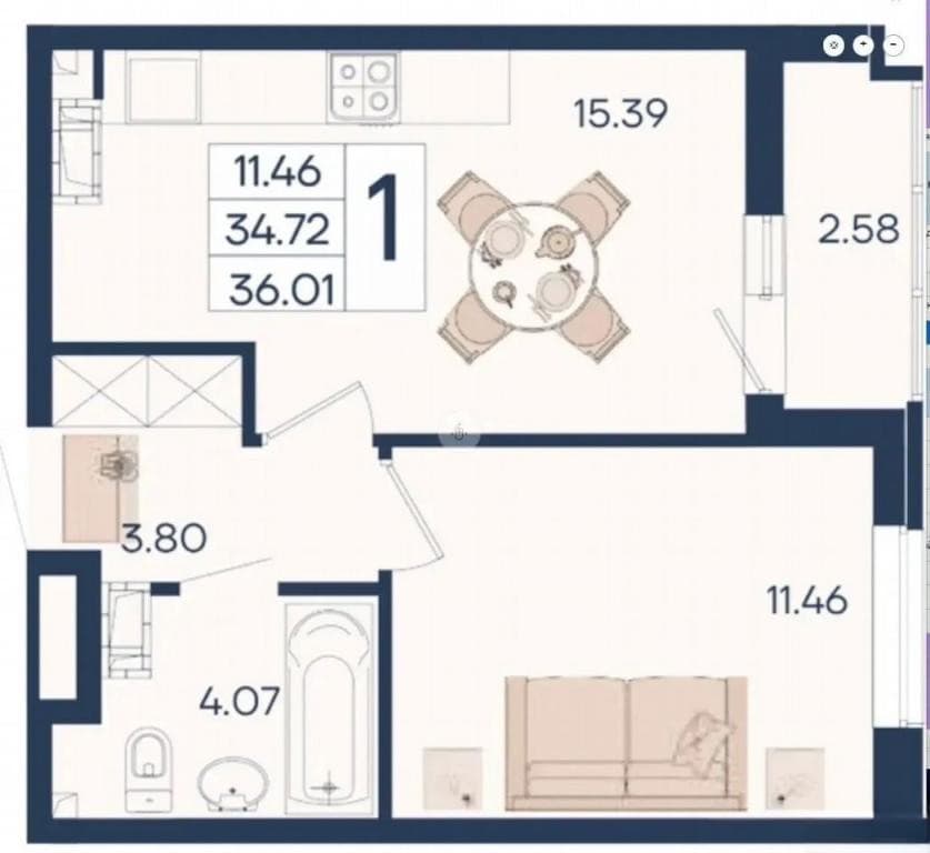 Продается 1-комн. квартира, 36 м²