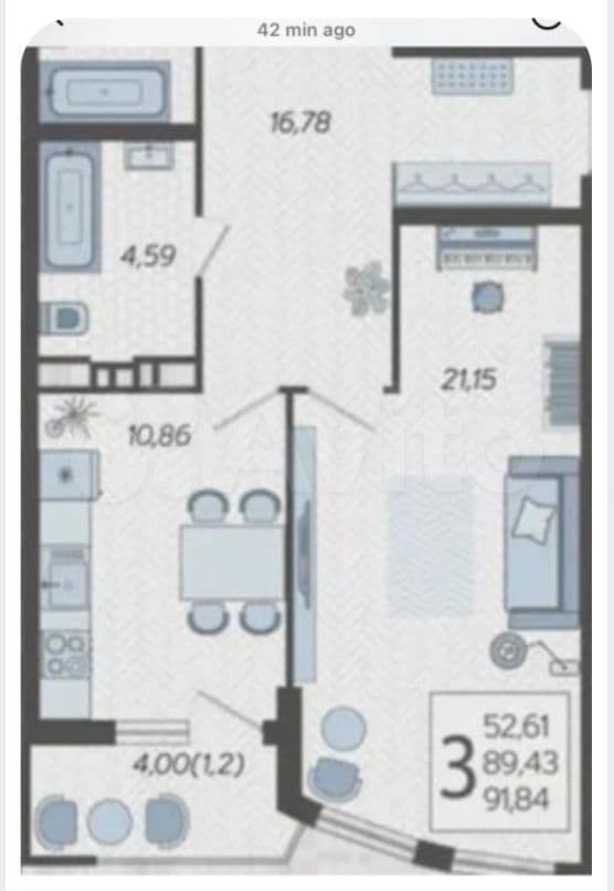 Продается 2-комн. квартира, 91.8 м² — фото 5