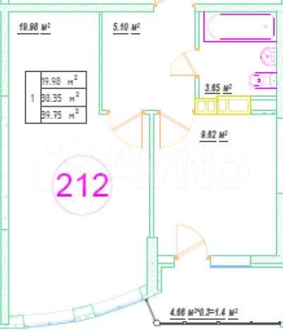 Продается 1-комн. квартира, 40 м² — фото 2