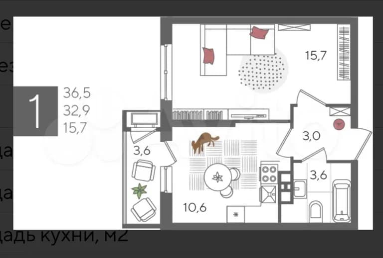 Продается 1-комн. квартира, 36.5 м²