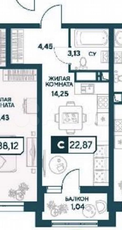 Продается 1-комн. квартира, 22.9 м² — фото 4