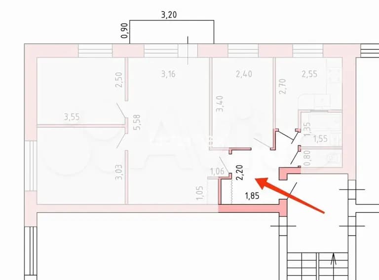 Продается 4-комн. квартира, 62.3 м² — фото 2