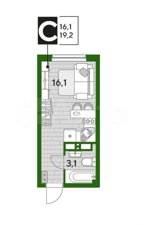 Продается 1-комн. квартира, 19.2 м² — фото 2