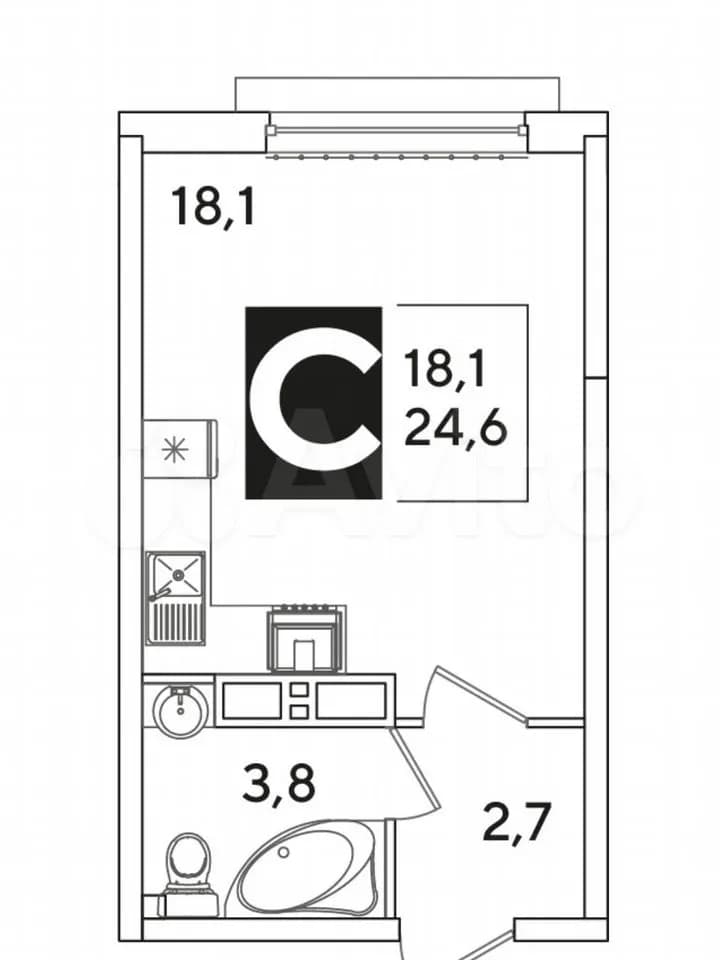 Продается 1-комн. квартира, 24.8 м²